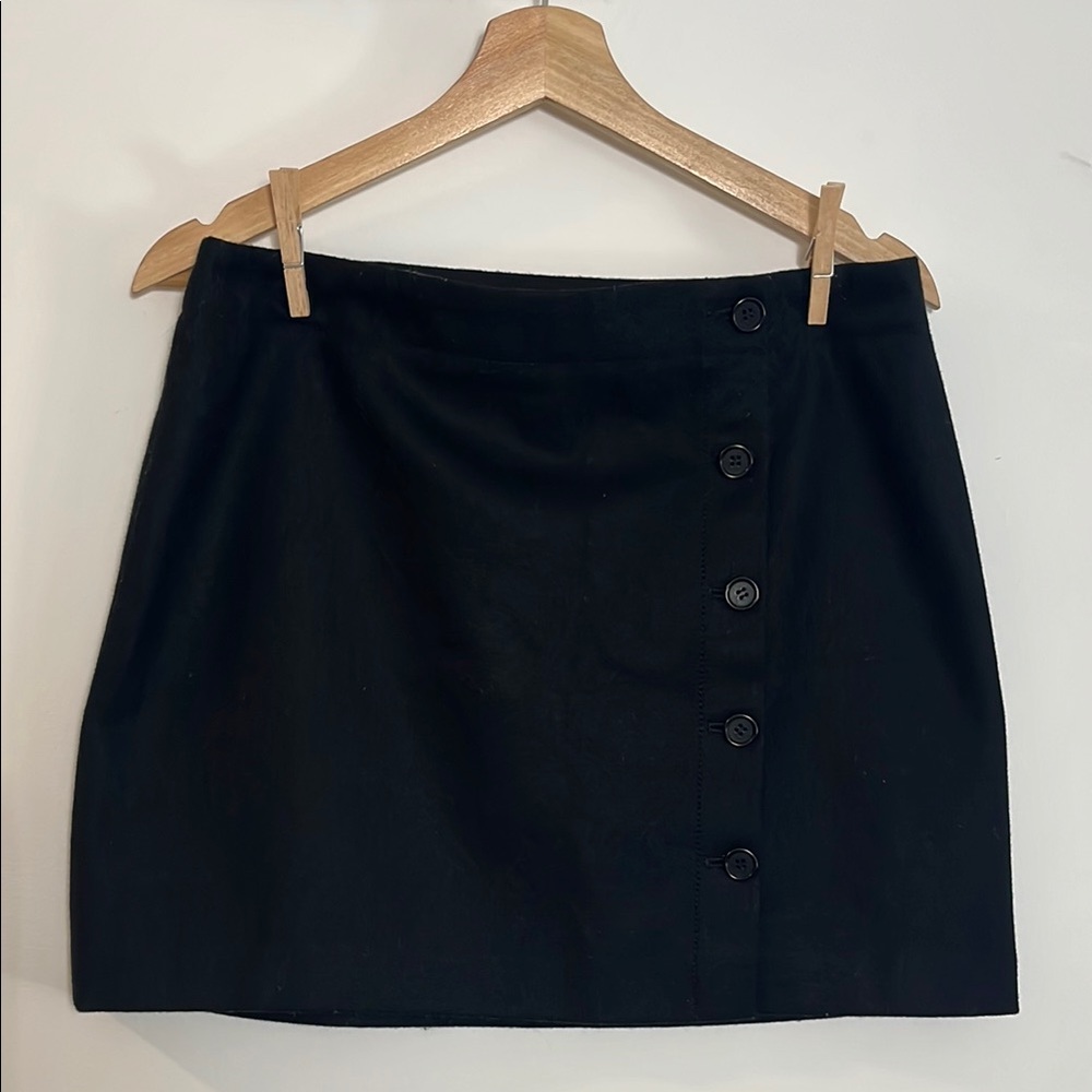 J. Crew Classic Black Button-Front Mini Skirt